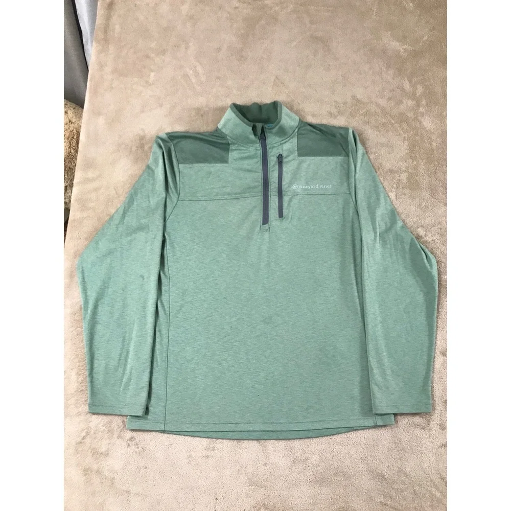 Vineyard Vines Mens OTG Shep Shirt size M Green Quarter‎ Zip Pullover 1k001366